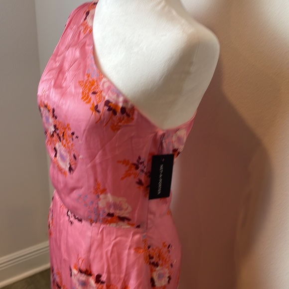 NWT Retail $455 LES RÊVERIES One-Sleeve Floral-Print Matte-Satin Mini Dress - Picture 5 of 9